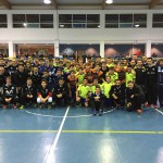 El Palma Futsal posa con los tres equipos que jugaron el torneo cadete