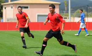 Truyols celebrando un gol con el Mallorca B
